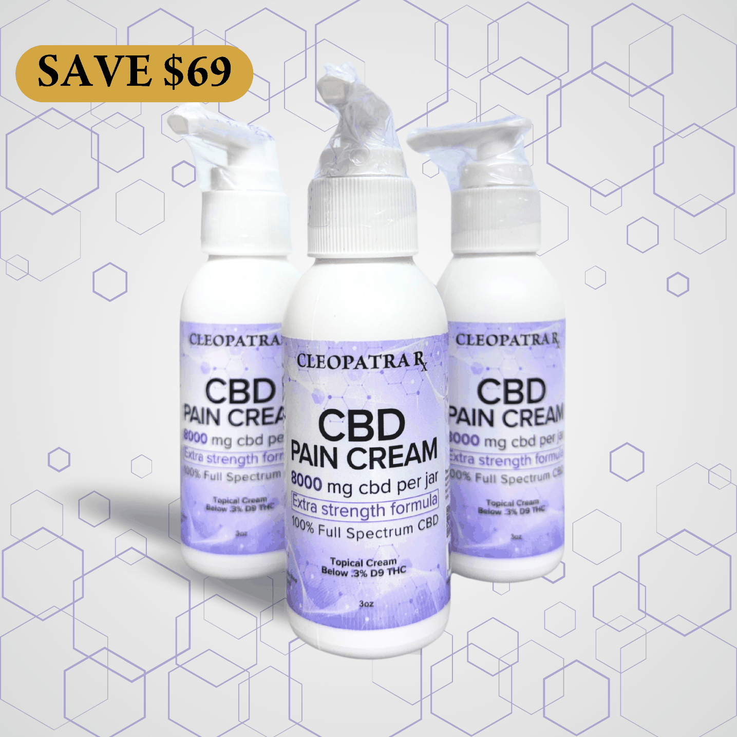 3oz Cleopatra 8000mg Pain Cream Roll-On for fast relief of deep pain and inflammation.
