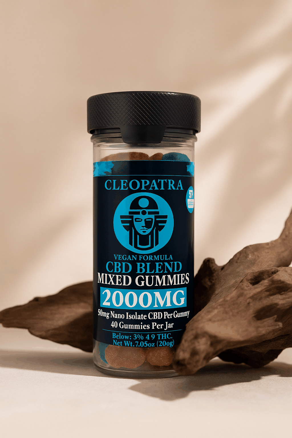 CLEOPATRA CBD mixed gummies 2000mg jar with vegan formula for pain relief and sleep support