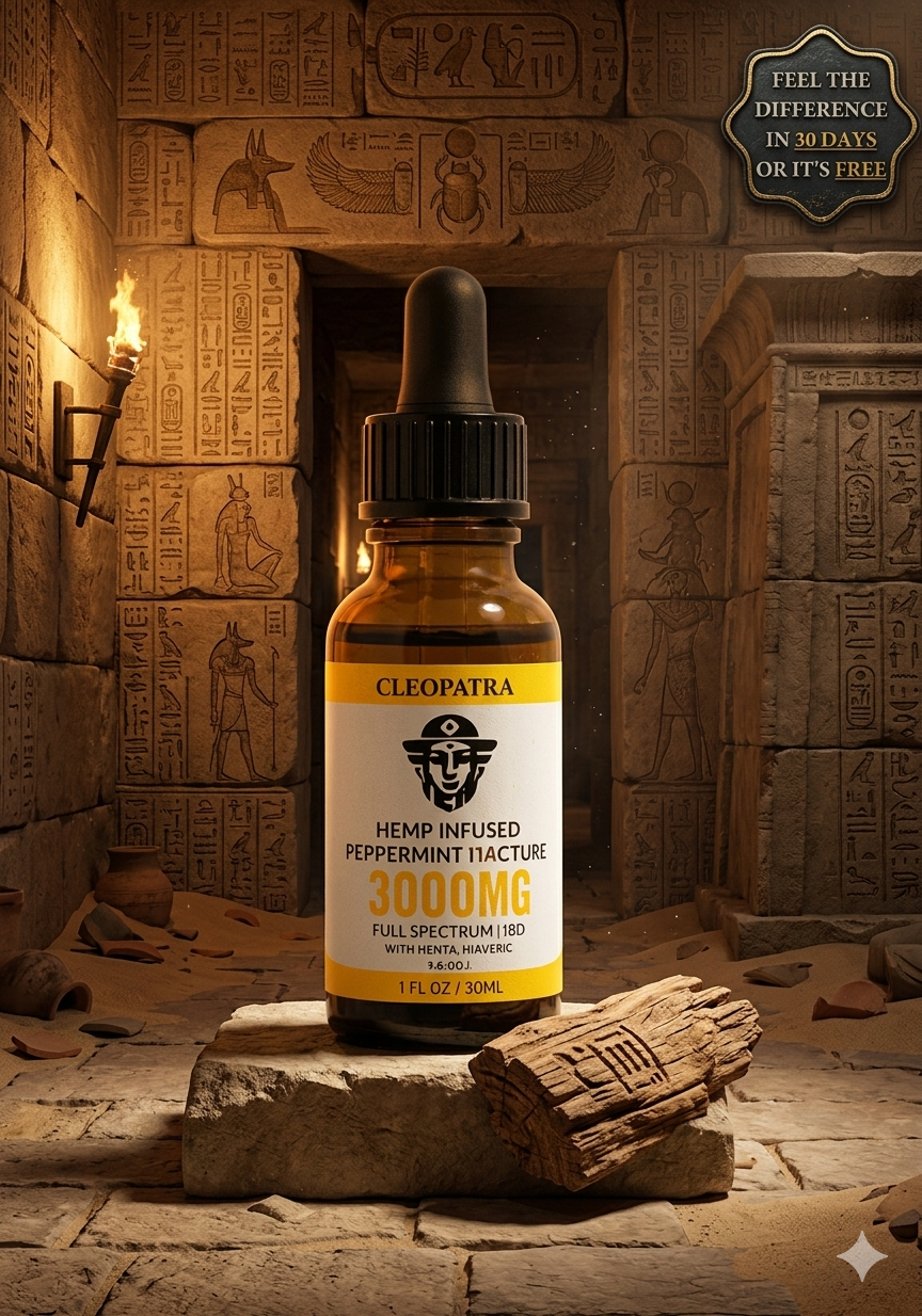 CLEOPATRA HEMP INFUSED PEPPERMINT TINCTURE 3000MG DAY TIME With Added Turmeric & Basil - Cleopatra